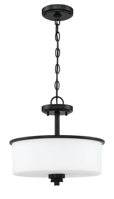 Antique Hardware Bolden 2 Light Convertible Semi Flush in Flat Black (White Glass) Semi Flush