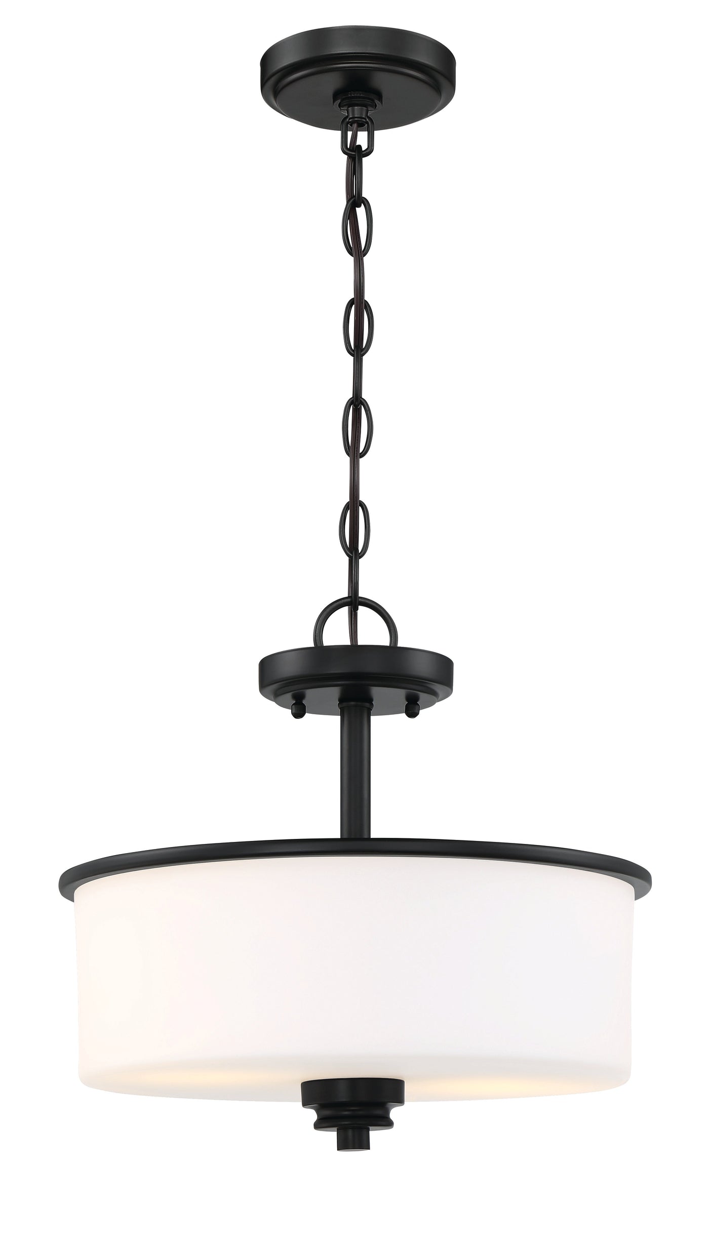 Antique Hardware Bolden 2 Light Convertible Semi Flush in Flat Black (White Glass) Semi Flush