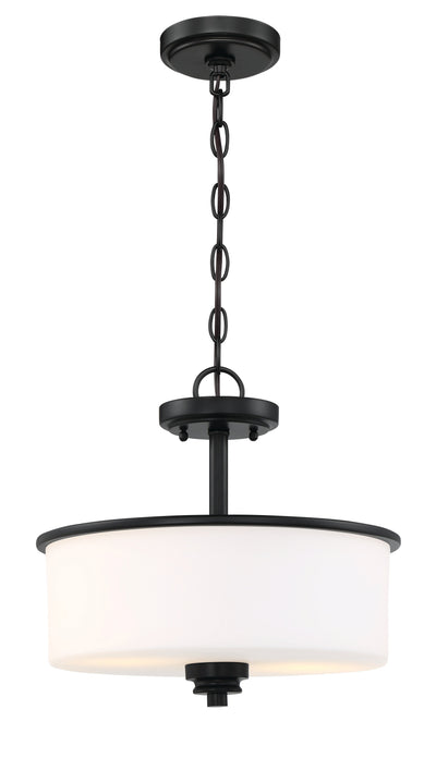 Antique Hardware Bolden 2 Light Convertible Semi Flush in Flat Black (White Glass) Semi Flush