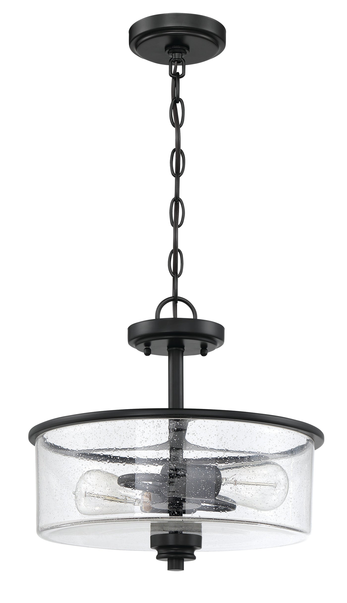 ##Antique Hardware## Bolden 2 Light Convertible Semi Flush in Flat Black