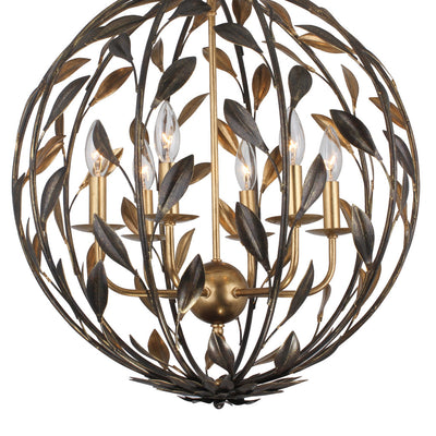 Antique Hardware Broche 6 Light English Bronze + Antique Gold Sphere Chandelier Chandelier