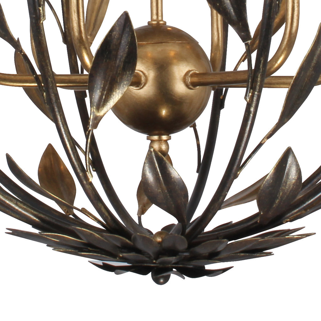 Antique Hardware Broche 6 Light English Bronze + Antique Gold Sphere Chandelier Chandelier