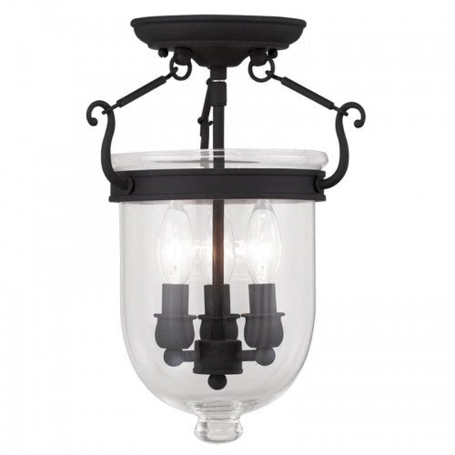 Antique Hardware 3 Light Black Ceiling Mount Semi Flush