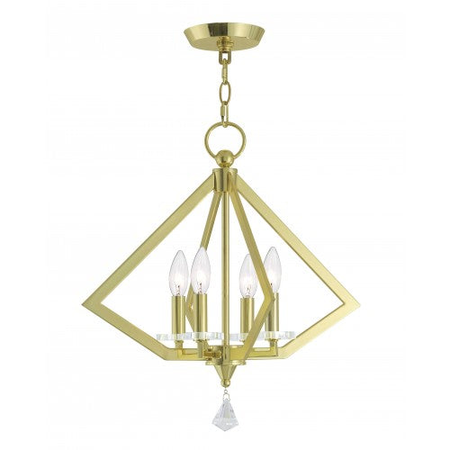 Antique Hardware 4 Light Polished Brass Chandelier Chandelier