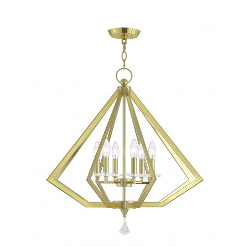 Antique Hardware 6 Light Polished Brass Chandelier Chandelier