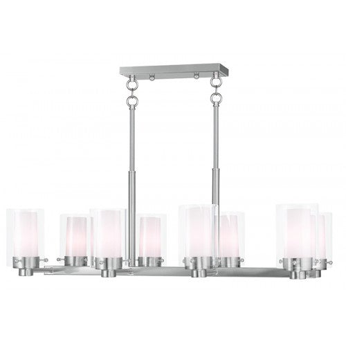 Antique Hardware 8 Light Brushed Nickel Chandelier Linear