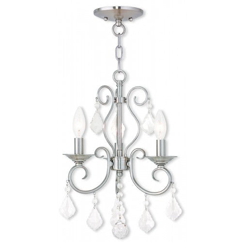 Antique Hardware 3 Light Brushed Nickel Chandelier/Ceiling Mount Chandelier