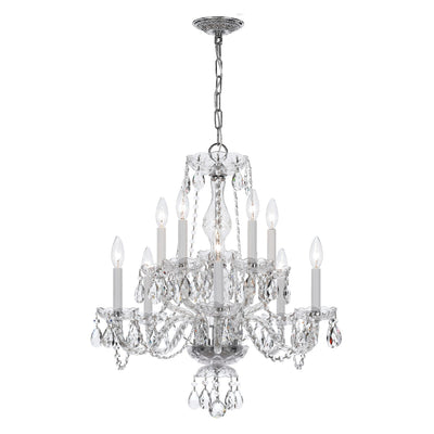 ##Antique Hardware## Traditional Crystal 10 Light Spectra Crystal Polished Chrome Chandelier