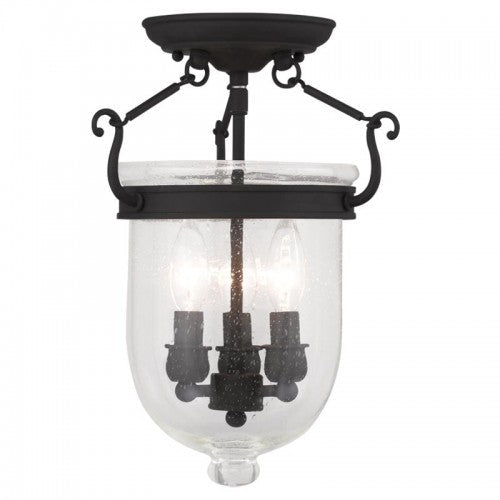 Antique Hardware 3 Light Black Ceiling Mount Semi Flush