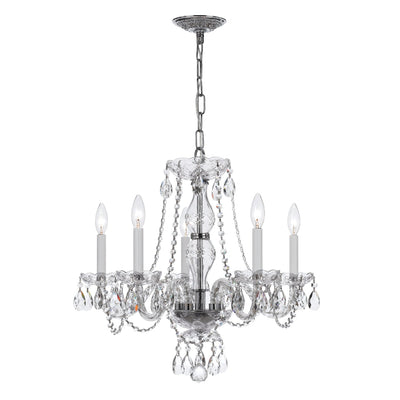 ##Antique Hardware## Traditional Crystal 5 Light Spectra Crystal Polished Chrome Chandelier