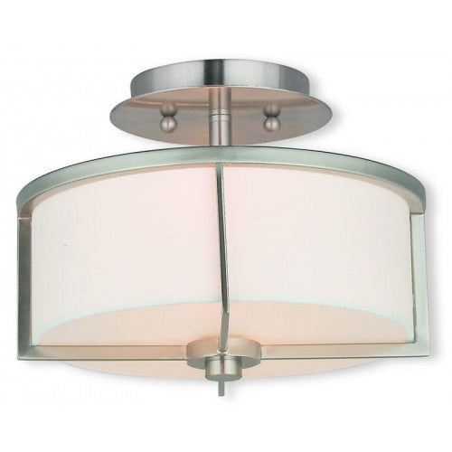 Antique Hardware 2 Light Brushed Nickel Ceiling Mount Semi Flush