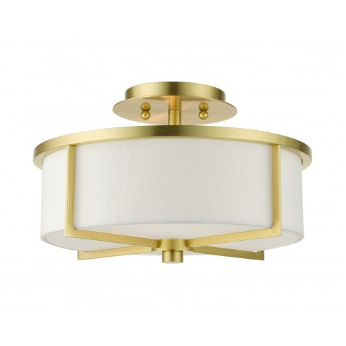 Antique Hardware 2 Light Satin Brass Semi Flush Semi Flush