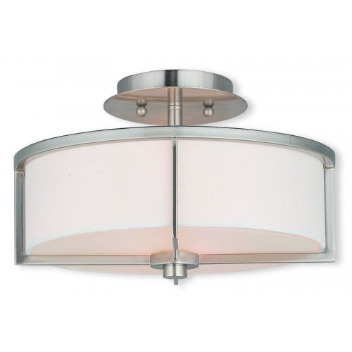 Antique Hardware 2 Light Brushed Nickel Ceiling Mount Semi Flush