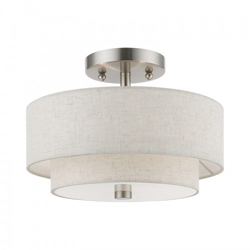 Antique Hardware 2 Light Brushed Nickel Semi-Flush Semi Flush