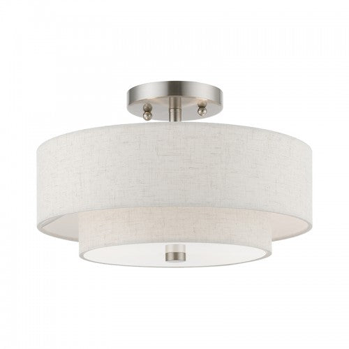 Antique Hardware 2 Light Brushed Nickel Semi-Flush Semi Flush