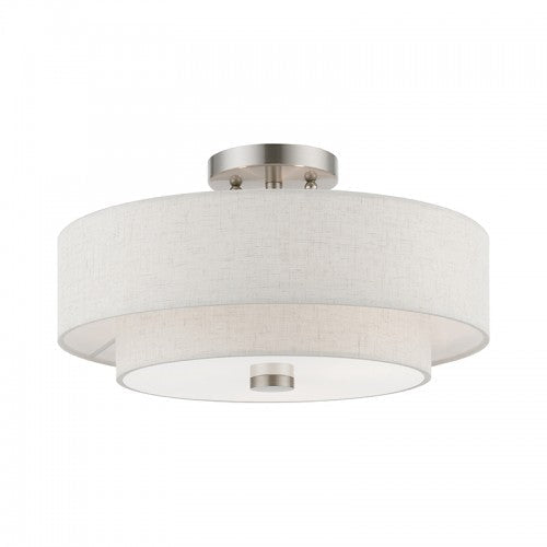 Antique Hardware 3 Light Brushed Nickel Semi-Flush Semi Flush