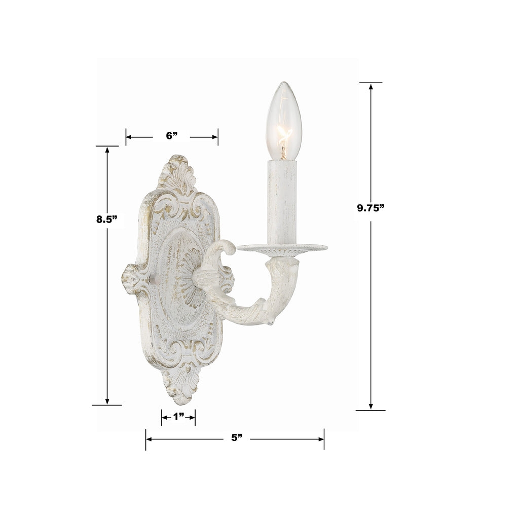 ##Antique Hardware## Paris Market 1 Light Antique White Sconce