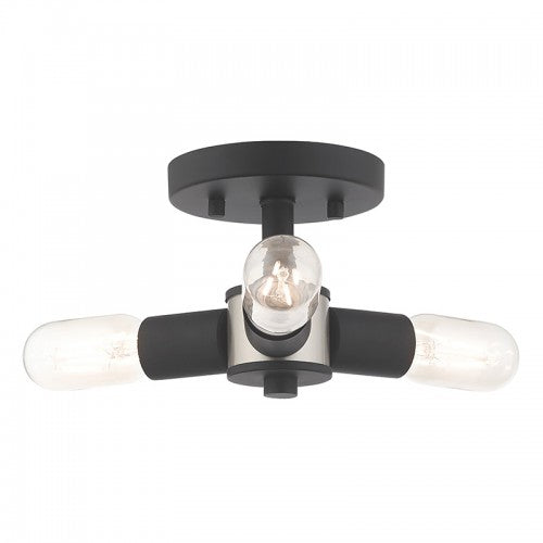 Antique Hardware 3 Light Black Ceiling Mount Semi Flush