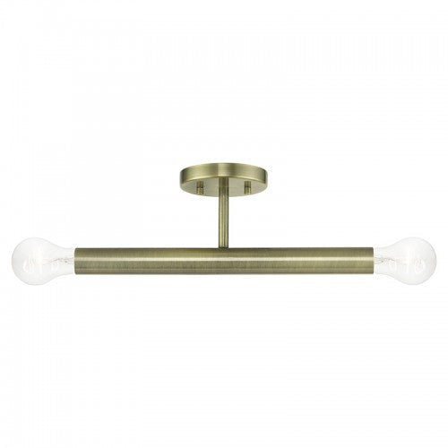 Antique Hardware 2 Light Antique Brass Semi-Flush Semi Flush