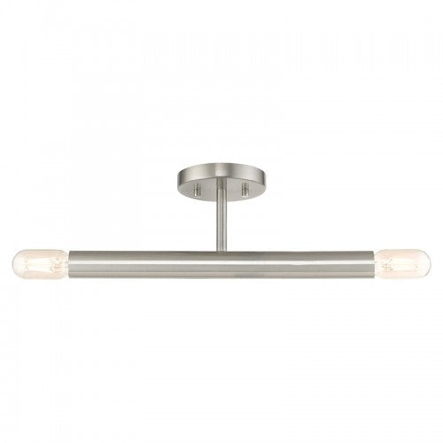 Antique Hardware 2 Light Brushed Nickel Semi-Flush Semi Flush