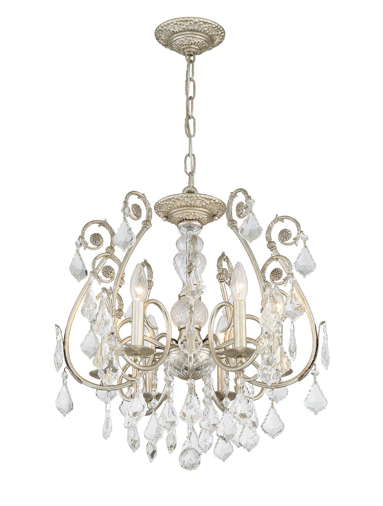 ##Antique Hardware## Regis 6 Light Swarovski Strass Crystal Olde Silver Chandelier