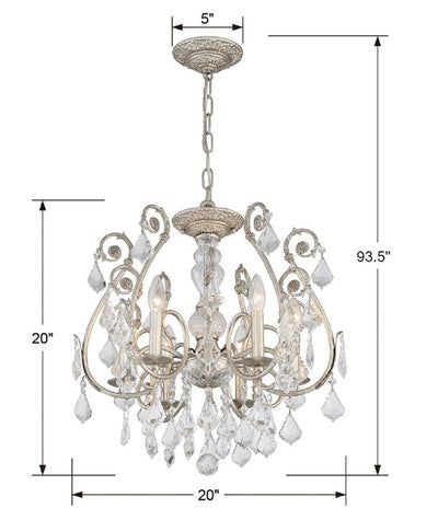 ##Antique Hardware## Regis 6 Light Swarovski Strass Crystal Olde Silver Chandelier