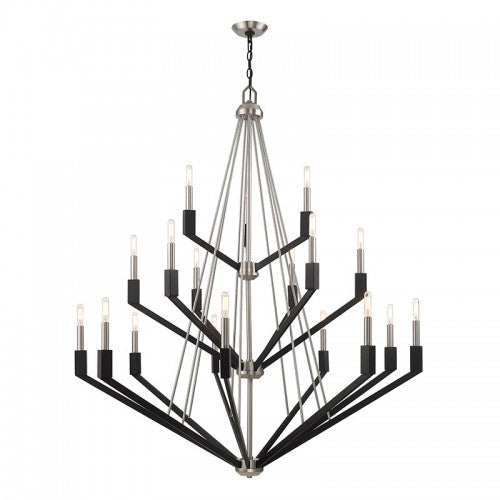 Antique Hardware 18 Light Brushed Nickel & Black Foyer Chandelier Chandelier