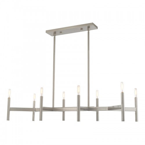 Antique Hardware 8 Light Brushed Nickel Linear Chandelier Linear