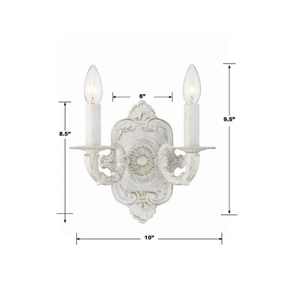 ##Antique Hardware## Paris Market 2 Light Antique White Sconce