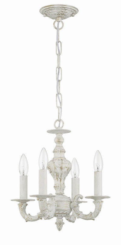 ##Antique Hardware## Paris Market 4 Light Antique White Mini Chandelier