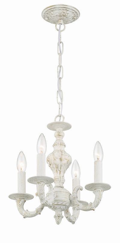 ##Antique Hardware## Paris Market 4 Light Antique White Mini Chandelier