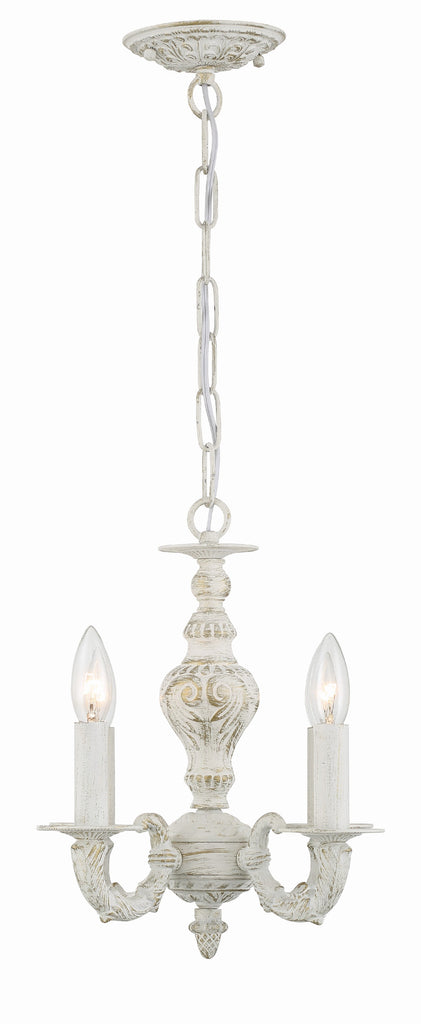 ##Antique Hardware## Paris Market 4 Light Antique White Mini Chandelier