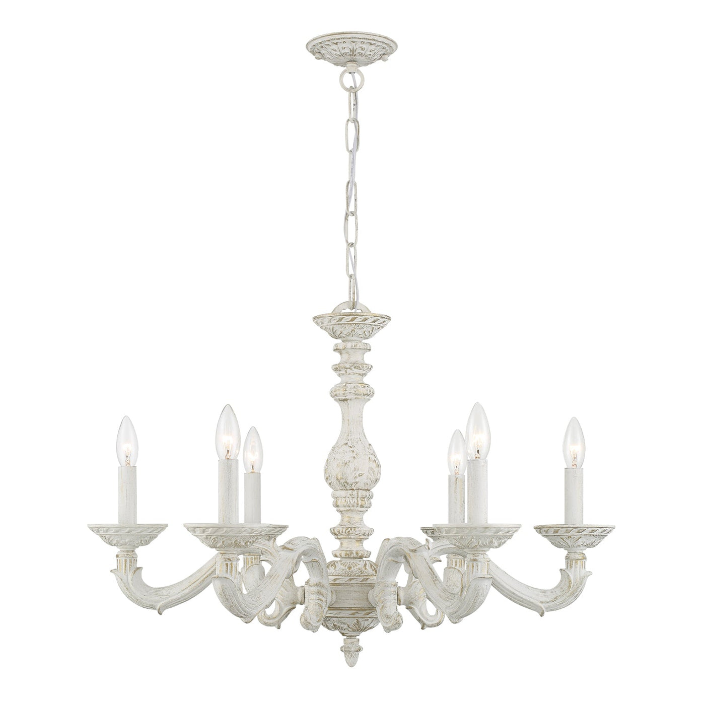 ##Antique Hardware## Paris Market 6 Light Antique White Chandelier