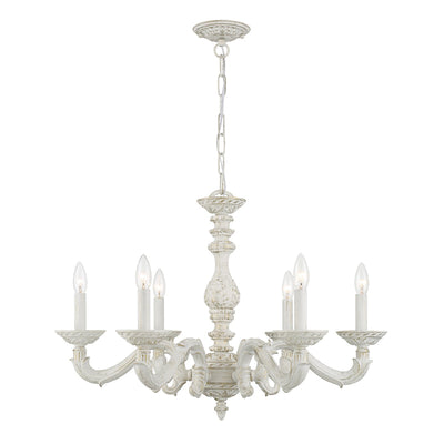 ##Antique Hardware## Paris Market 6 Light Antique White Chandelier