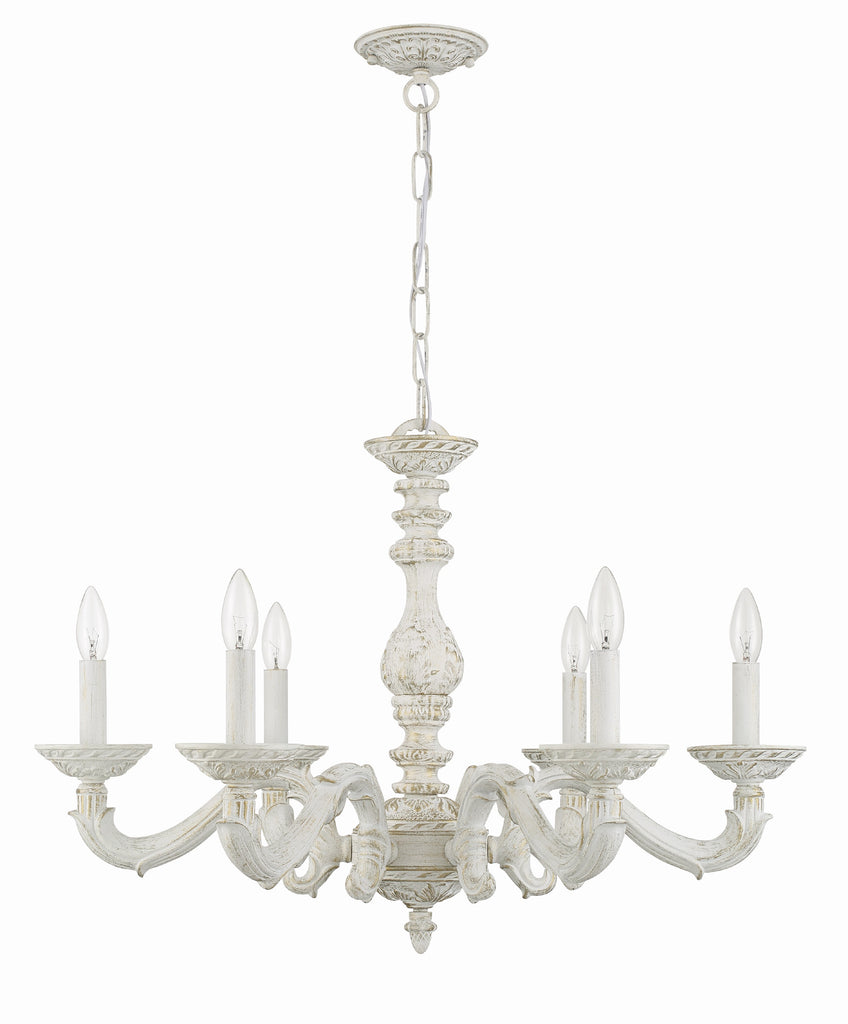 ##Antique Hardware## Paris Market 6 Light Antique White Chandelier