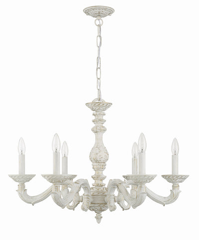 ##Antique Hardware## Paris Market 6 Light Antique White Chandelier