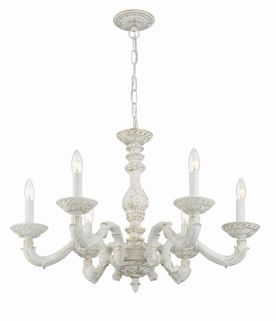 ##Antique Hardware## Paris Market 6 Light Antique White Chandelier