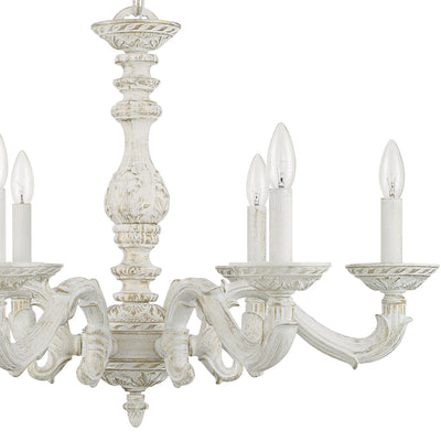 ##Antique Hardware## Paris Market 6 Light Antique White Chandelier