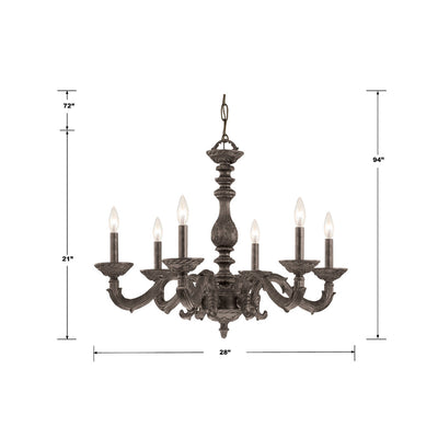 ##Antique Hardware## Paris Market 6 Light Venetian Bronze Chandelier