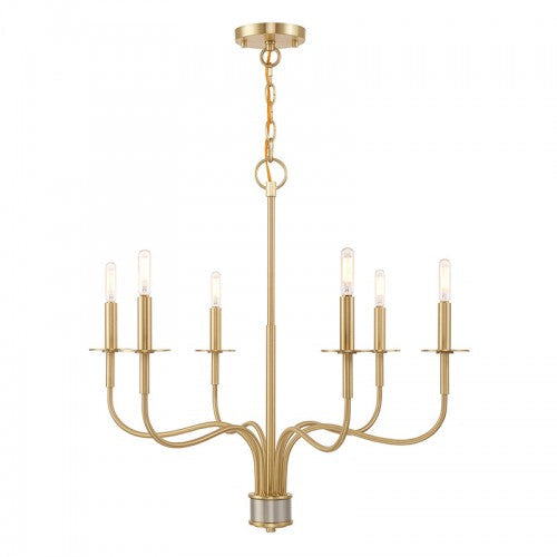 Antique Hardware 6 Light Satin Brass Chandelier Chandelier