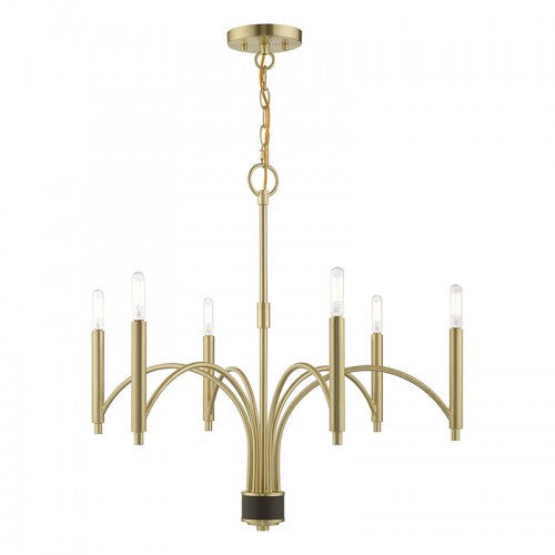 Antique Hardware 6 Light Satin Brass Chandelier Chandelier