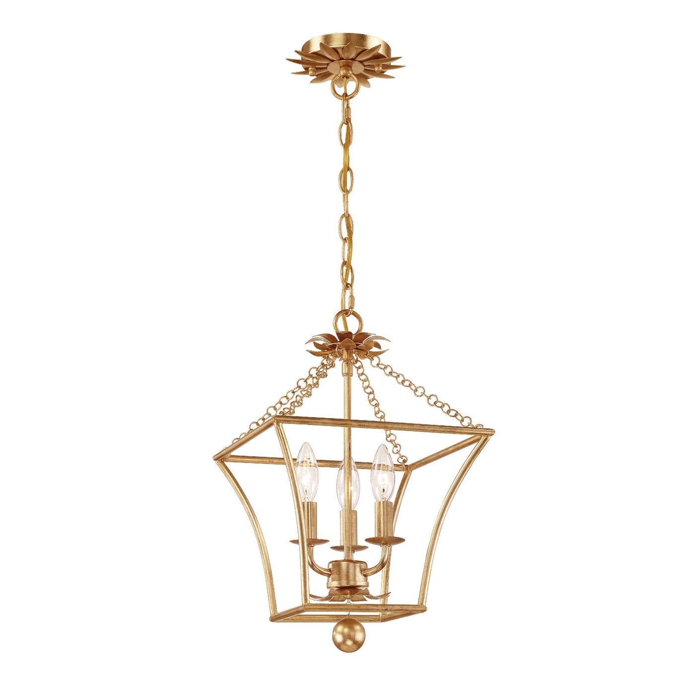 Antique Hardware Broche 3 Light Antique Gold Mini Chandelier Chandelier