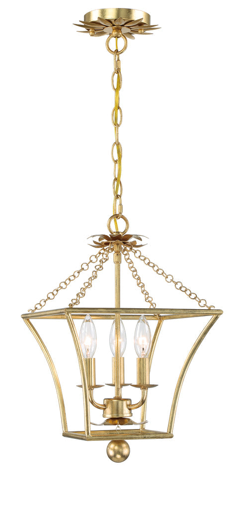 Antique Hardware Broche 3 Light Antique Gold Mini Chandelier Chandelier