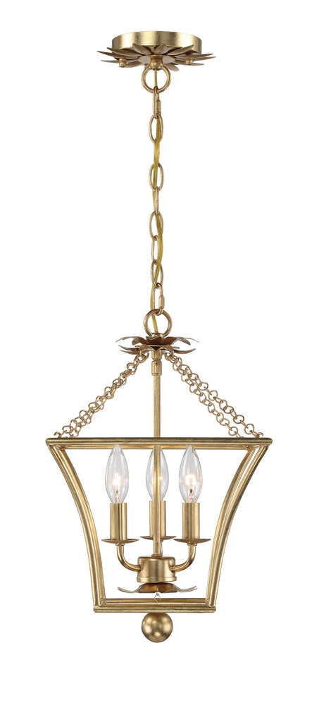 Antique Hardware Broche 3 Light Antique Gold Mini Chandelier Chandelier