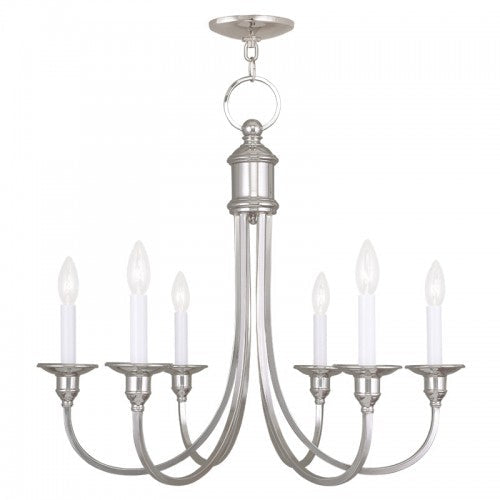 Antique Hardware 6 Light Polished Nickel Chandelier Chandelier