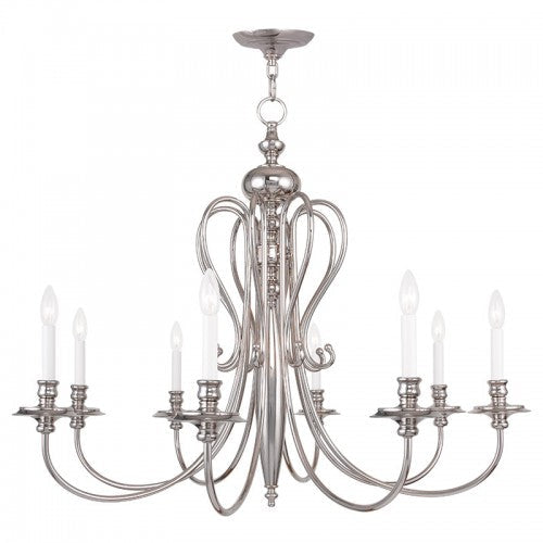 Antique Hardware 8 Light Polished Nickel Chandelier Chandelier