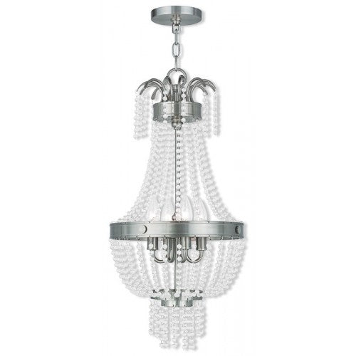 Antique Hardware 4 Light Brushed Nickel Single Pendant Chandelier