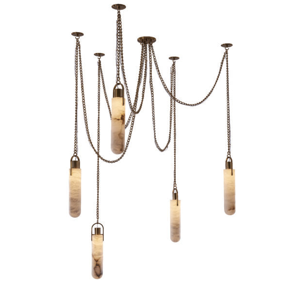 Antique Hardware Flint 5 Light LED Multi-Drop Pendant Pendant