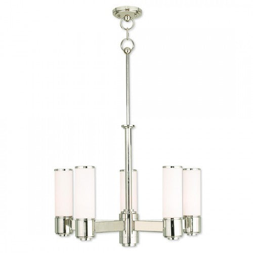 Antique Hardware 5 Light Polished Nickel Dinette Chandelier Chandelier