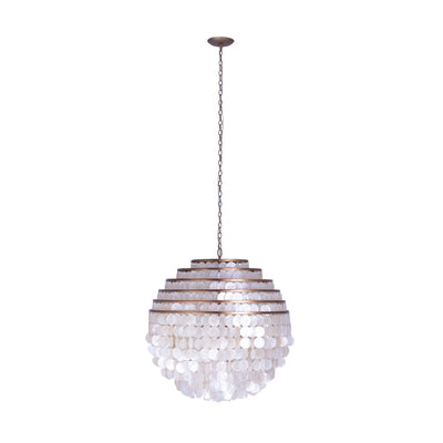 ##Antique Hardware## Sphere 28" Capiz Pendant